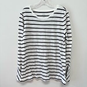 NWT Banana Republic Scoop Neck Malibu Tee Navy & White Striped Bell Cuffs Size L